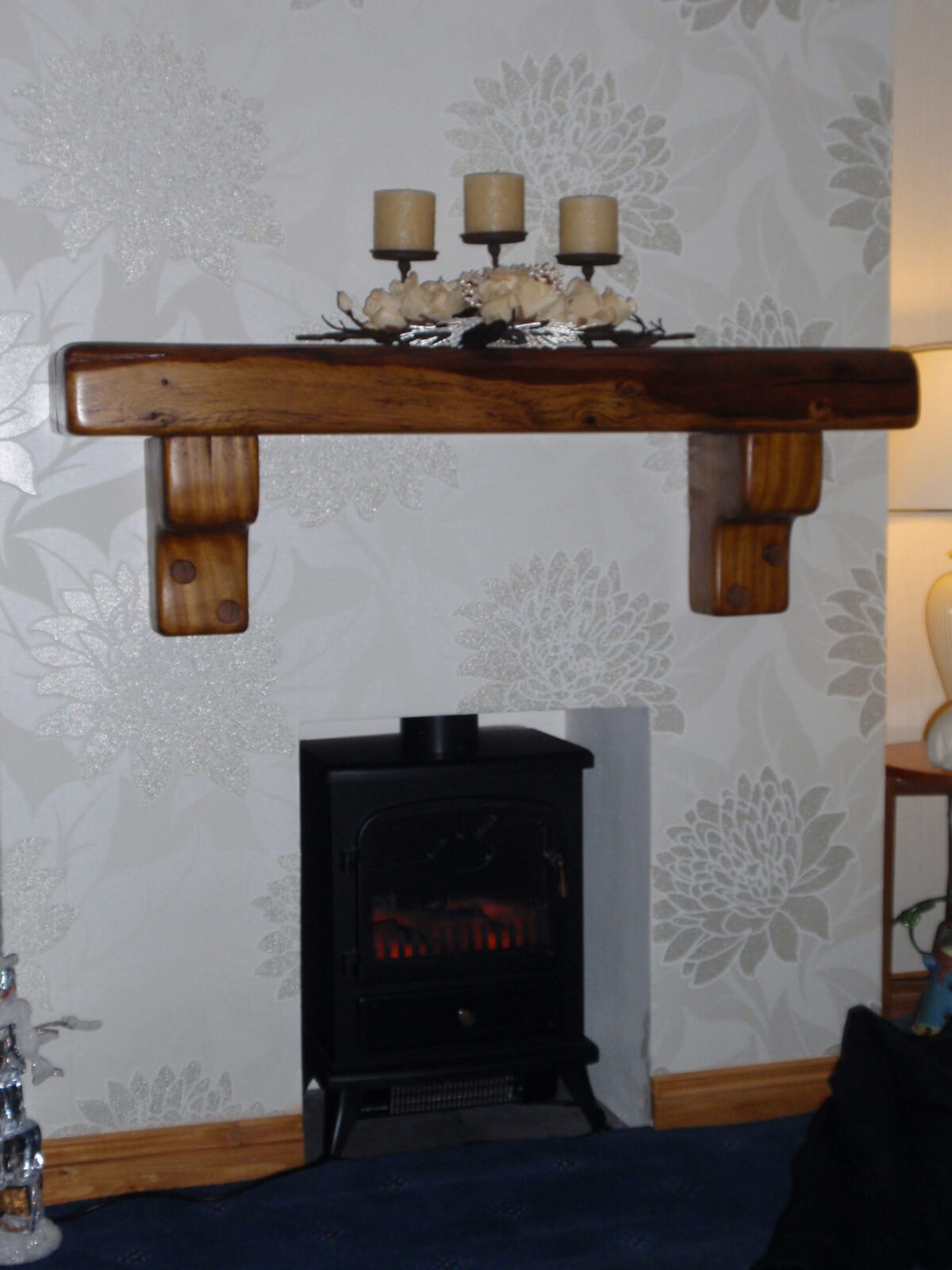 Oak reclaimed railway sleeper mantel beams & fire surrounds